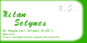 milan selymes business card